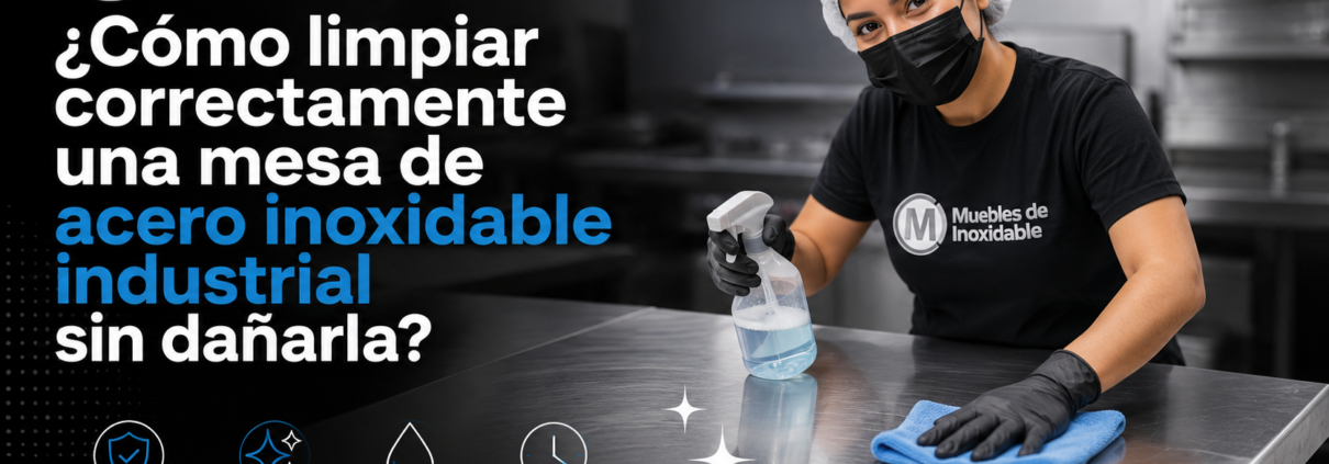 limpiar mesa acero inoxidable industrial